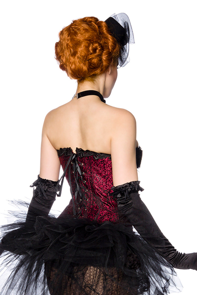 Lovely Rose Burlesque Corsage - black-red