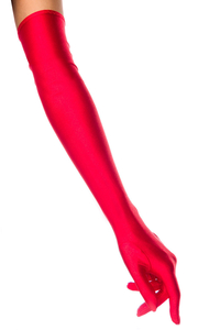 Extra Long Satin Gloves - Red