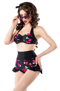 Cheryl - Vintage-Bikini mit Kirschmuster - Schwarz-Pink -...