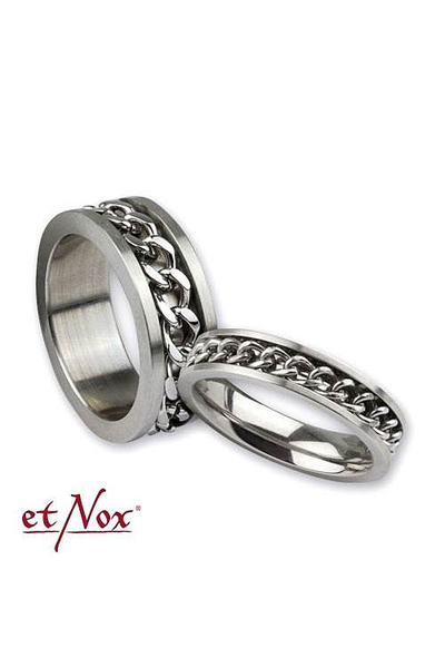 Love has no end - Partnerring-Duo Chained - Edelstahl silber - Größe 56+62