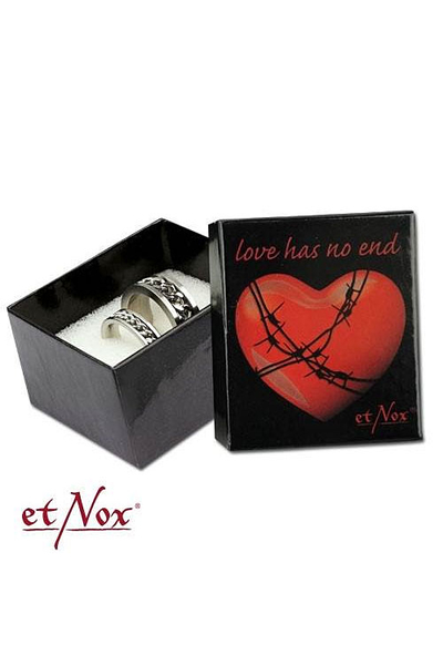 Love has no end - Partnerring-Duo Chained - Edelstahl silber - Größe 56+62