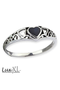 Fine Black Heart Silver Ring