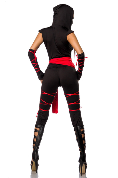 Ninja-Kostüm mit Taillenband und Mundschutz