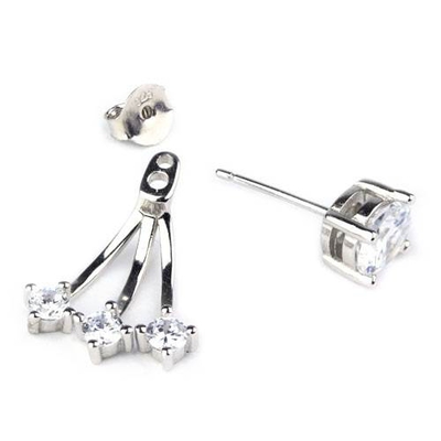 Swing Earstuds with White Zirconia - Silver 925
