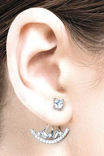 Swing Earstuds Crytal Boat with White Zirconia - Silver 925