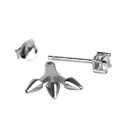 Swing Earstuds with Spikes and White Zirconia - Silver 925