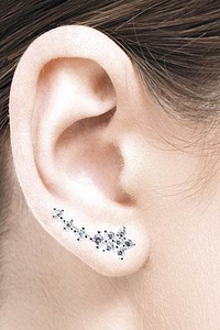 Flower Line Eastuds with White Zirconia - Silver 925