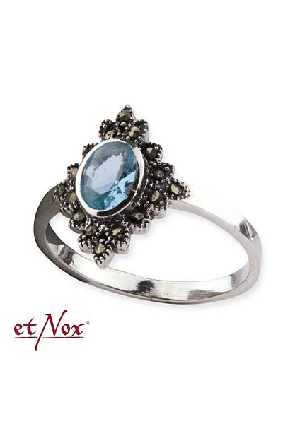 Silver Ring with Blue Zirconia + Marcasite