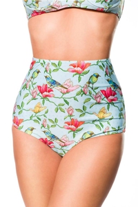 Retro Highwaist Bikini Panty with Floral Pattern -...