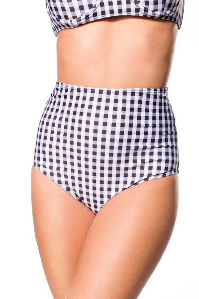 Retro Highwaist Bikini Panty with Vichy Check Pattern - Black-White