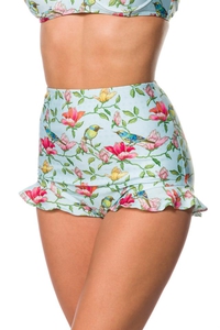 Retro Highwaist Bikini Panty with Frill and Floral...
