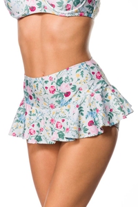 Retro Highwaist Bikini Skirt with Soft Floral Pattern -...