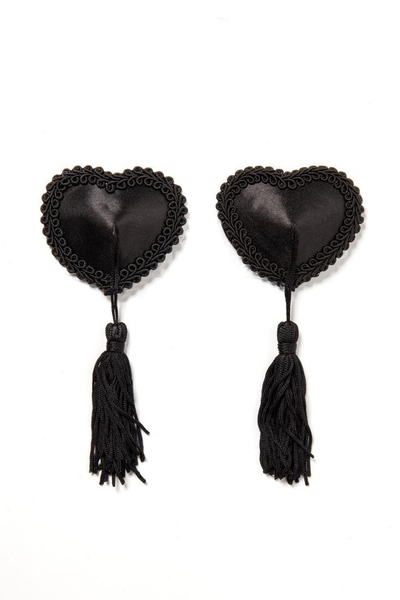 Black Heart-shaped Nipple Covers with Tassel