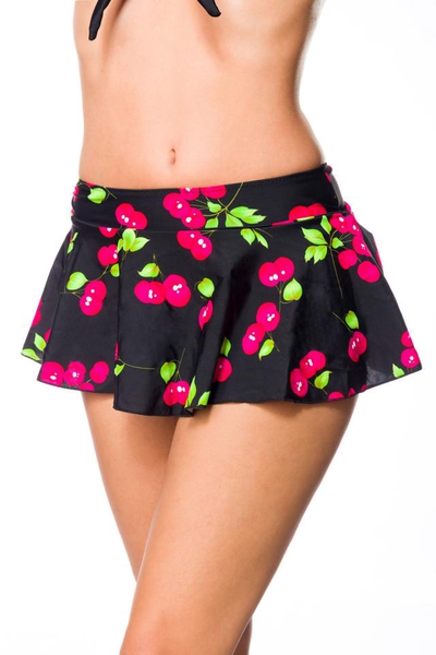 Cheryl Vintage Bikini Skirt with Matching Panty - Cherry Print 
