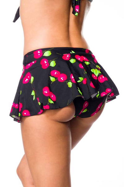 Cheryl Vintage Bikini Skirt with Matching Panty - Cherry Print 