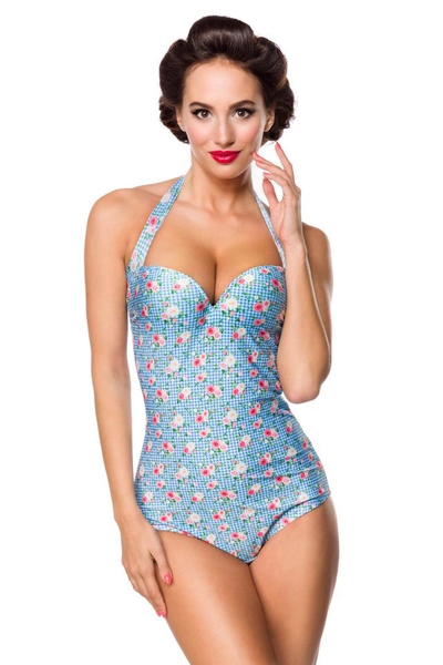 Dreamy Rose Vintage Swimsuit - Blue-Pink-White