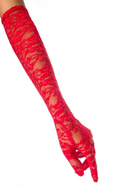 Immortelle Flowers Lace Finger Gloves - Red