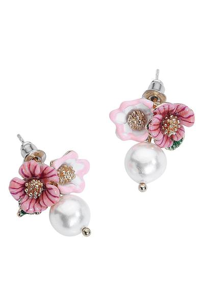 Cute Flower Pearl Earstuds