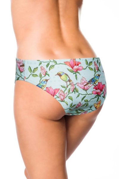 Bikini Panty with Flower Pattern - Blue-Pink-Green