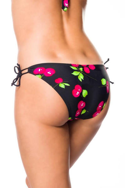 Bikini Panty with Cherry Pattern - Black-Pink
