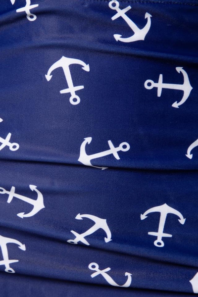 Anchors - High Waist Badehöschen - mit Ankerprint in Blau