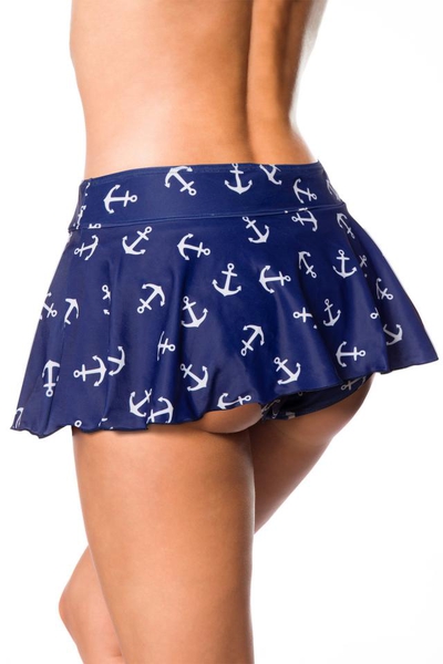Vintage Bikini Skirt with Anchor Pattern 