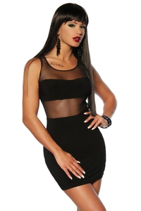 Black Mini Dress with Mesh Panels