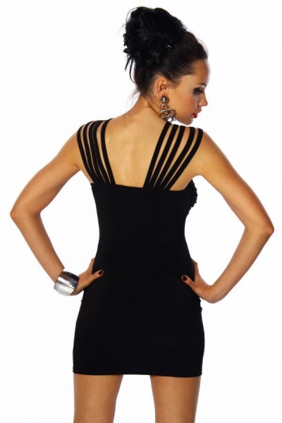 Black Bodycon Mini Dress with Crossed Straps