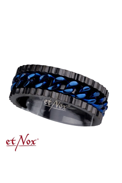 etNox Mesh Steel Ring - Edelstahl Schwarz-Blau
