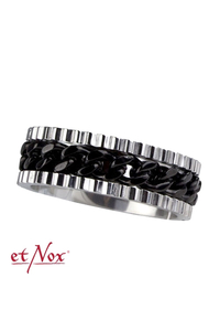 etNox Mesh Steel Ring - Edelstahl Silber-Schwarz