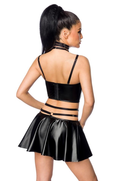  Powerlastic Wetlook Set with Flared Skirt and Harness Detail