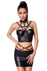  Powerlastic Wetlook Set with Skirt and Harness Detail