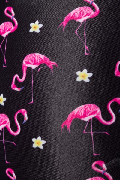 High Waist Badehöschen mit Flamingo-Print - Schwarz-Rosa