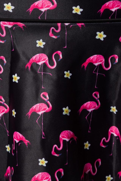 Baderöckchen mit Flamingo-Print - Schwarz-Rosa