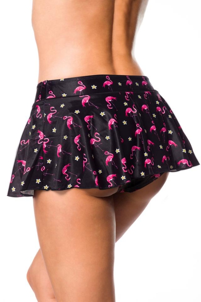 Vintage Bikini Skirt with Flamingo Pattern 