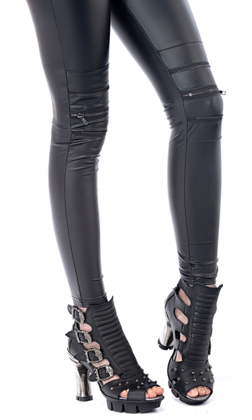 Skin-tight WetlookTrousers with Zips