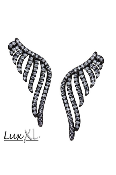 Black Wing Earstuds - Silver 925 with Zirconia