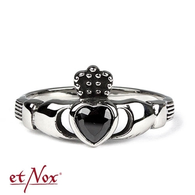 Claddagh Ring aus Edelstahl mit schwarzem Zirkonia