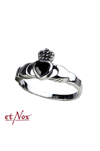Claddagh Ring aus Edelstahl mit schwarzem Zirkonia
