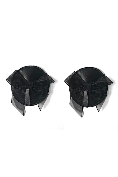Round Black Nipple Covers with Bow