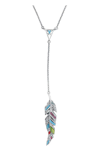 Halskette mit Steinchenbesatz Colourful Feather