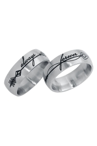 Partner ring set  Always and Forever stainless steel -...