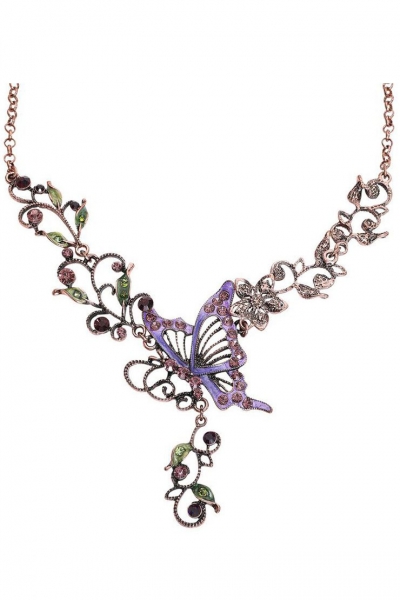 Rosegoldfarbene Halskette mit Schmetterlings-Ornament Butterfly