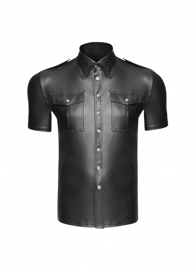 Herren-Hemd aus Wetlook mit Knopfleiste - Noir Handmade