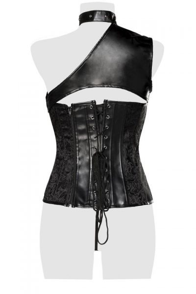 Overbust Corset with Asymmetrical Shoulder Piece by Grey Velvet