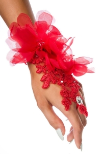 Red Floral Hand Lace Cuff