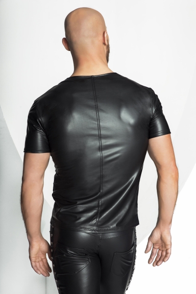 Herren-Shirt mit transparentem Einsatz - Noir Handmade