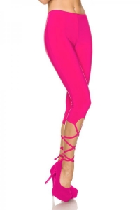 Neon Pink Leggings with Lacing