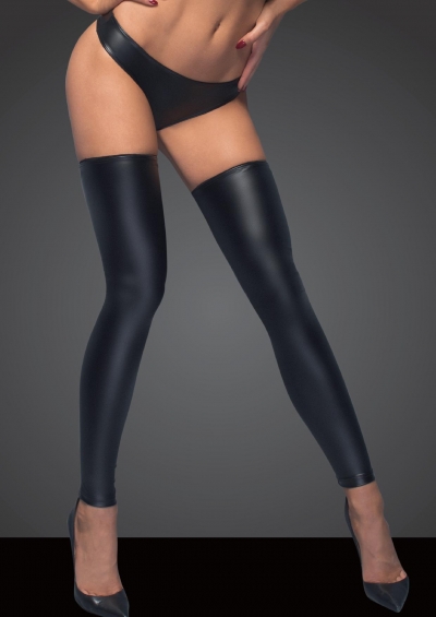 Powerwetlook Stockings und Panties mit silbernem Reißverschluss - Noir Handmade