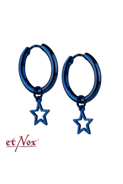 Hoop earrings Blue Stars stainless steel 